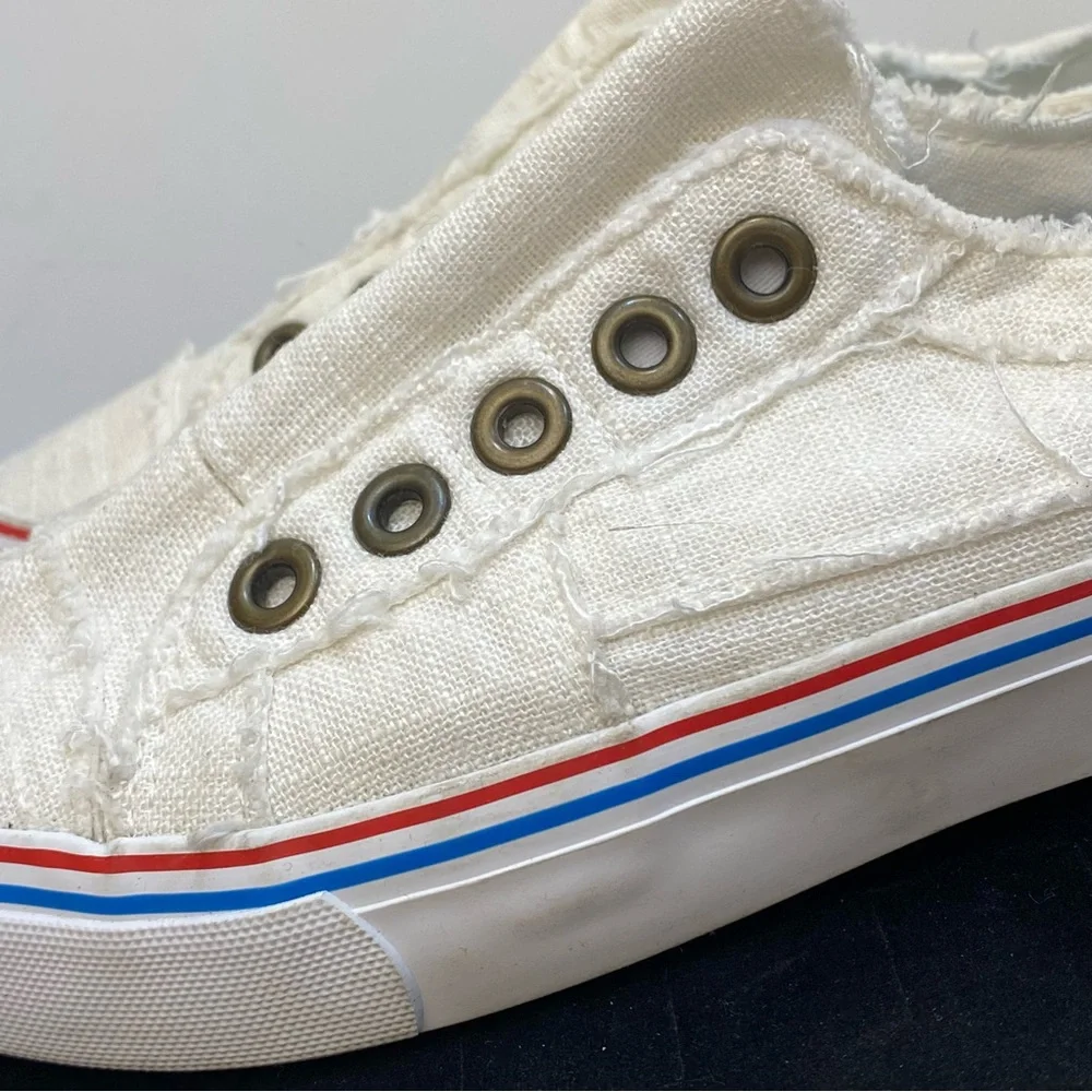MISSLOOK Distressed Canvas Slip-On Sneakers Off-White EU 37 US 6.5–7